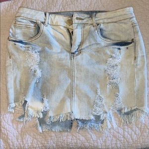 Cute ripped jean skirt!